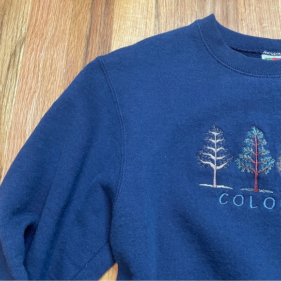 Vintage Women’s Small Colorado Navy Crewneck Sweater Long Sleeves - Picture 3 of 11